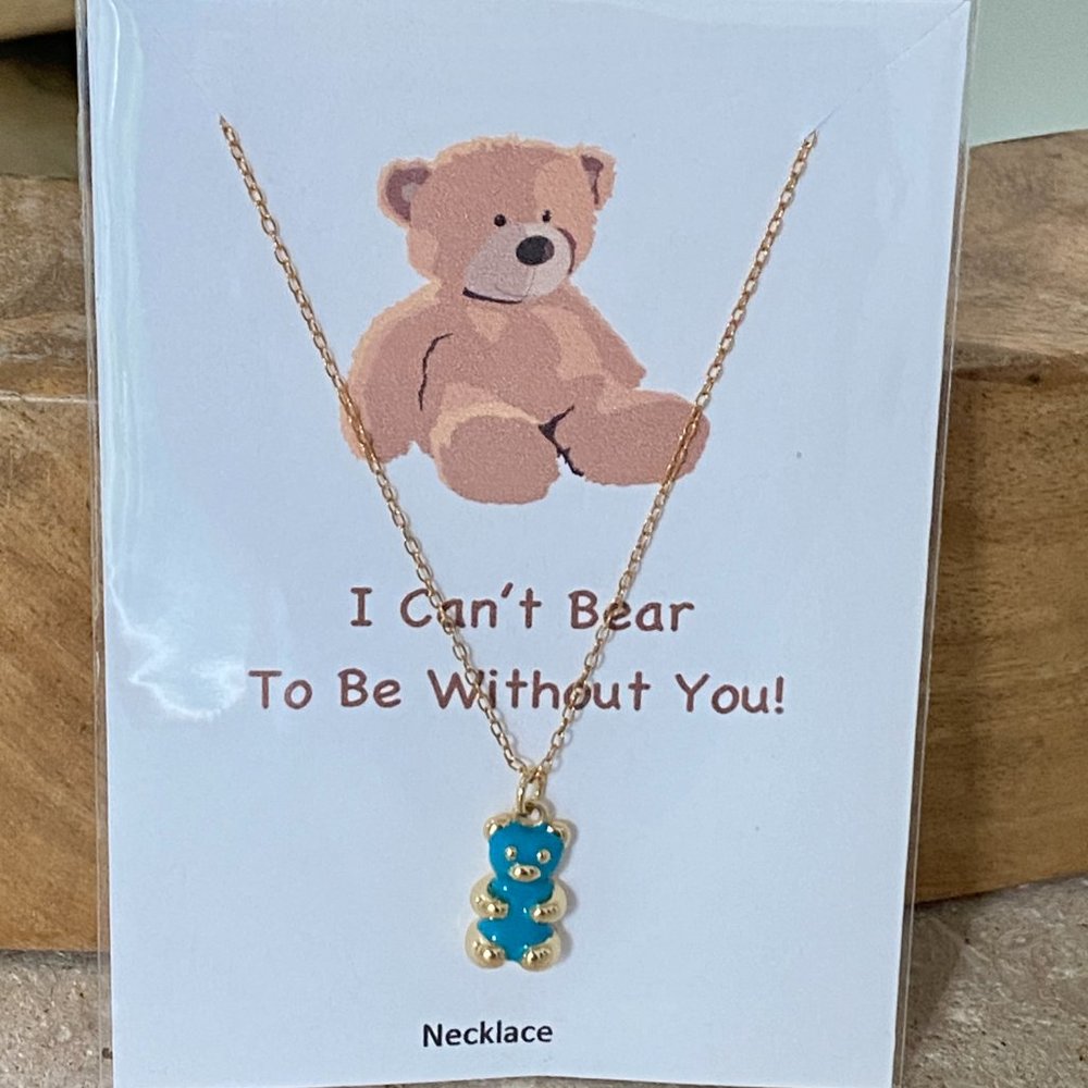Enamel Gummy Bear Necklace Blue Charm Pendant Sentimental Love Girls Teens Gift